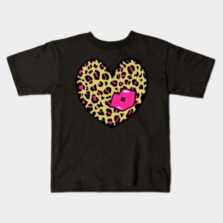 Leopard Heart Kiss, Cheetah Heart, Kiss Kids T-Shirt